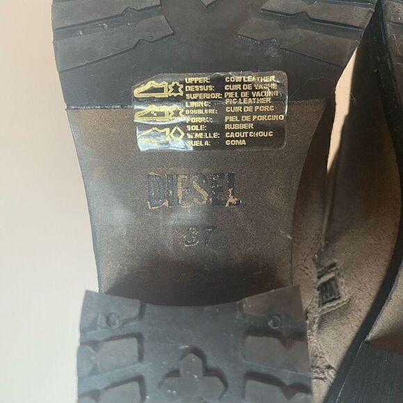 Diesel Taupe/Dark Tan Leather Combat & Moto Boots made in Portugal. - Picture 7 of 7